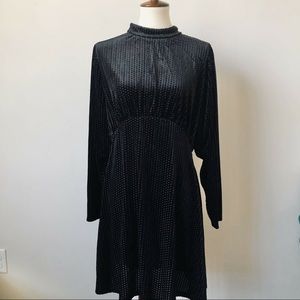 Zara Printed Velvet Dress Black Semi-Sheer